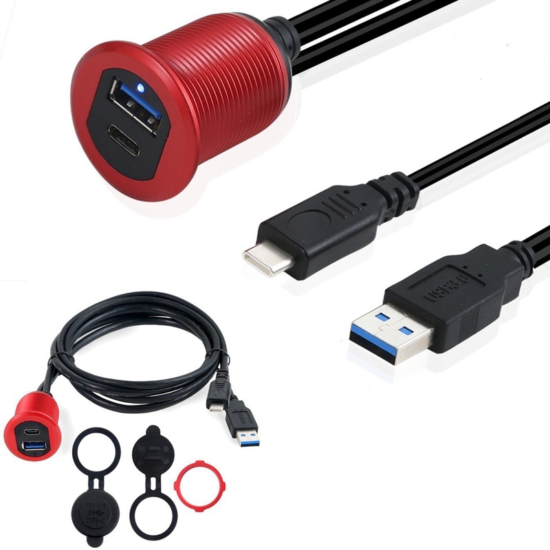USB3.0フラッシュマウント延長ケーブル2MカーダッシュボードパネルUSBタイプ