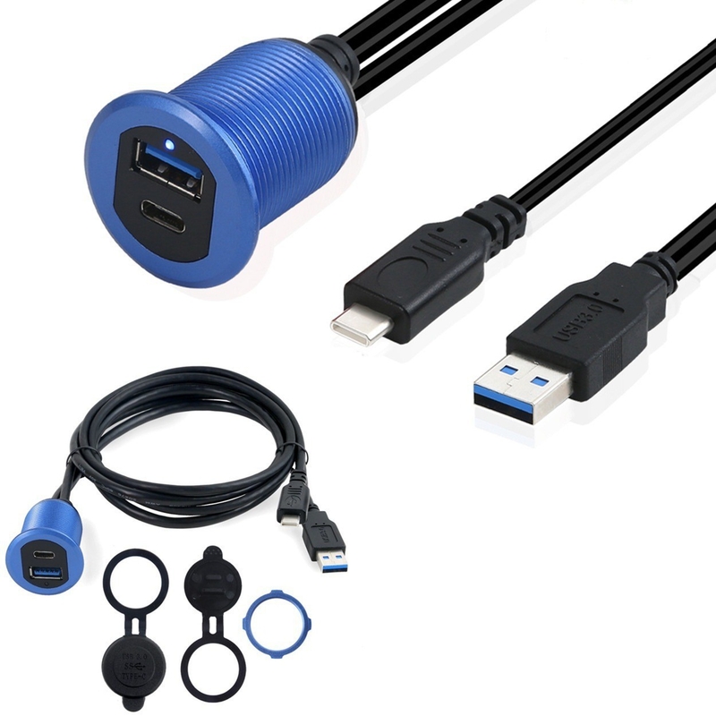USB3.0フラッシュマウント延長ケーブル2MカーダッシュボードパネルUSBタイプ