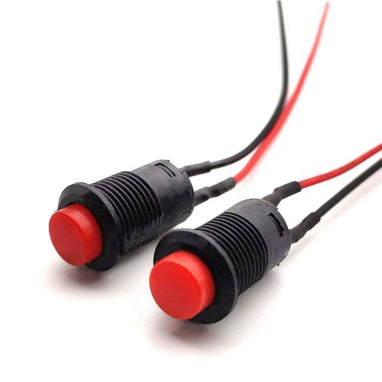 Wintai-Tech プッシュボタン ホーンスイッチ 12v プッシュボタン スタートスイッチ 12mm 瞬間のプッシュボタン ケーブル組成付きスイッチ