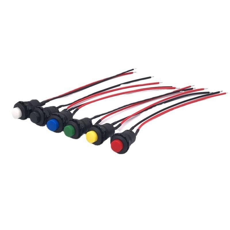 Wintai-Tech プッシュボタン ホーンスイッチ 12v プッシュボタン スタートスイッチ 12mm 瞬間のプッシュボタン ケーブル組成付きスイッチ