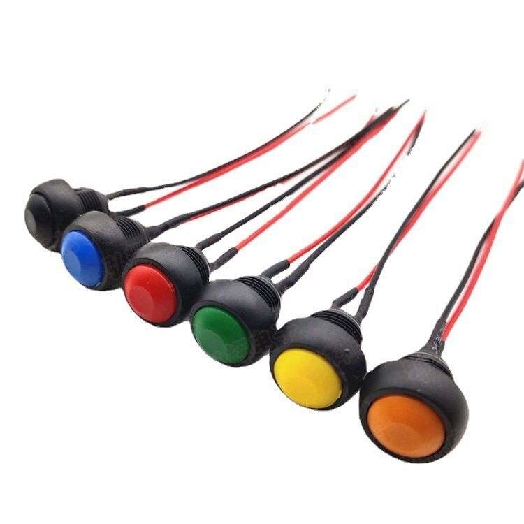 Wintai-Tech プッシュボタン ホーンスイッチ 12v プッシュボタン スタートスイッチ 12mm 瞬間のプッシュボタン ケーブル組成付きスイッチ