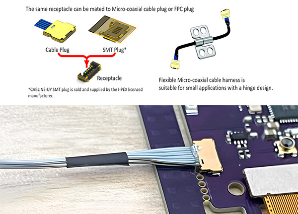 LVDSケーブルケーブルライン UY 10P 0.35mm ピッチI Pex 20857-010T-01 Ipexマイクロコアシアルケーブルのためのケーブル組