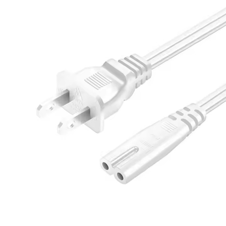 高品質の純銅 120V 18 Awg 2ピン C7拡張線 Spt-2 ホワイトAC電源コード 5FT 2プロング