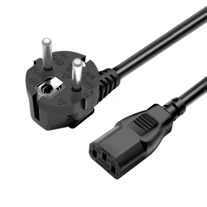黒色 3G拡張線ケーブル AC電源コード 銅 IEC ヨーロッパ EU 純 VDE CEE PVC 0.75mm 1.5M カートンボックス