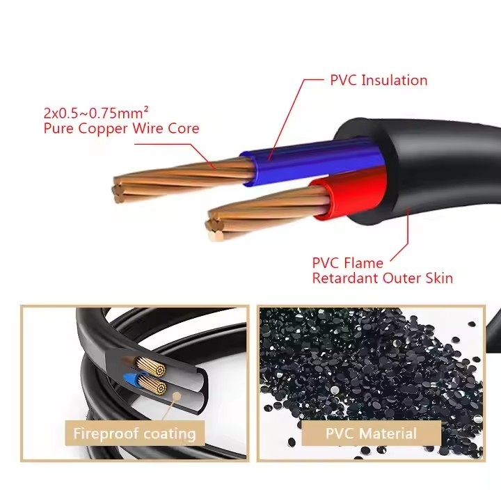 2.5A 250V CCC VDE ETL IEC 認定延長電源コード C7 右角接続器 C7