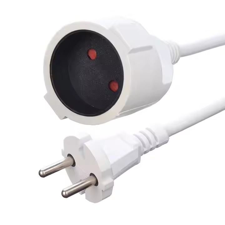 工場直送 VDE 10A 品質電源コード 延長コード ホワイト 2ピン 家庭電器の電源用のプラグとソケット