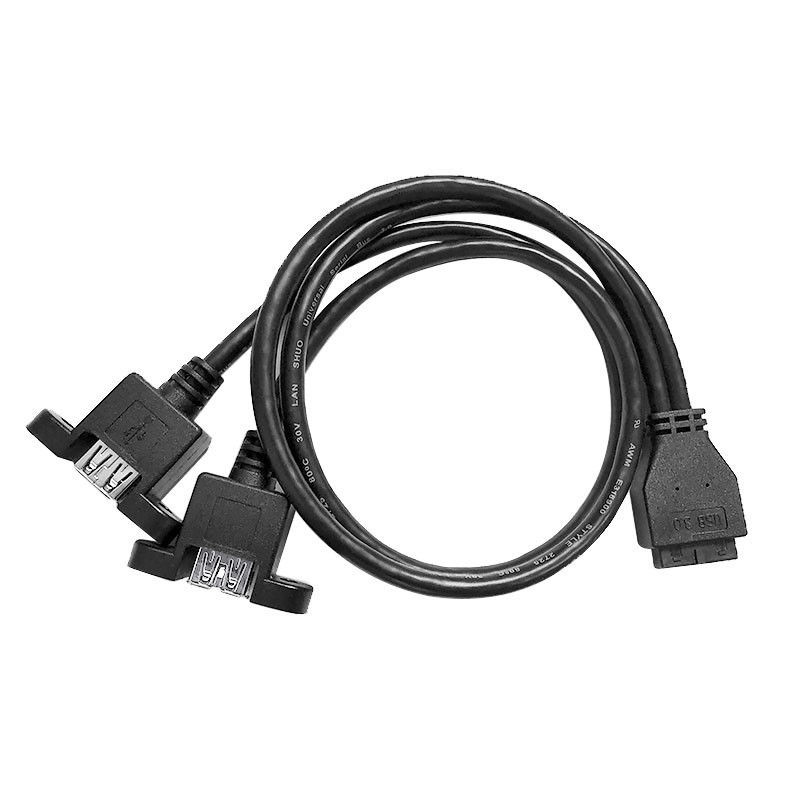 産業用ワイヤリングハーネス USB 3.0 パネルマウント A X2 から 20 ピンヘッダー マザーボード カスタム