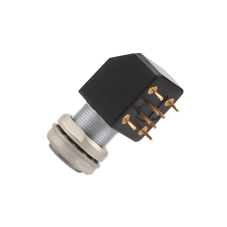 Bシリーズ Z12 4Pin ダブルナット固定角ソケット 90° 角ダブルナット固定 印刷回路板用