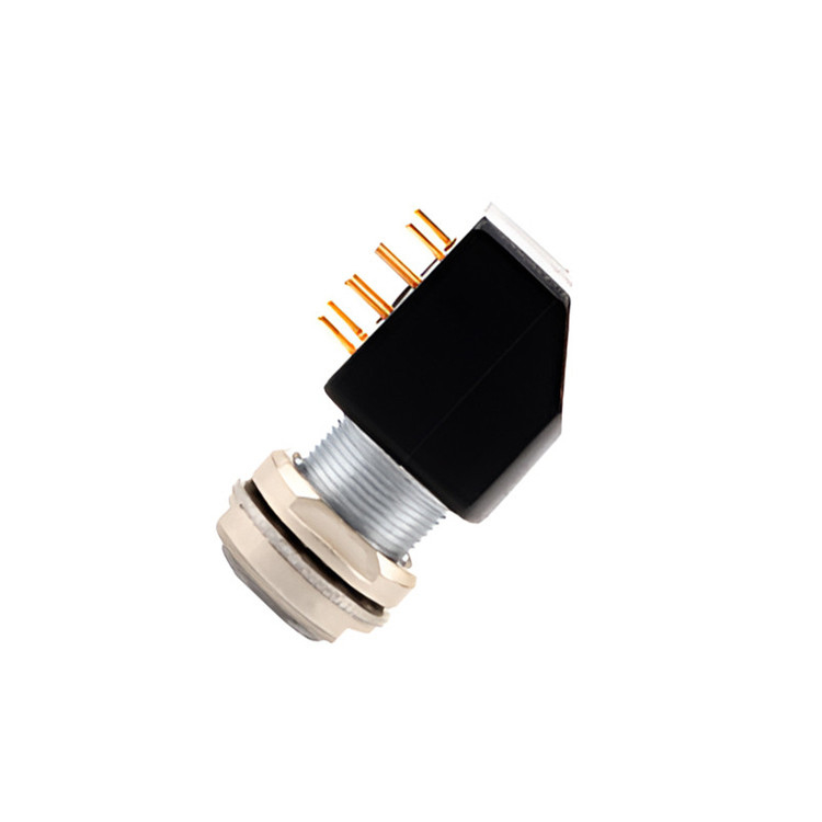 Bシリーズ Z12 4Pin ダブルナット固定角ソケット 90° 角ダブルナット固定 印刷回路板用