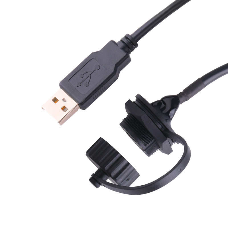 USB 2.0はUSB 2.0 A usbへの盾そして帽子が付いているメス コネクタあつらえをケーブルで通信する