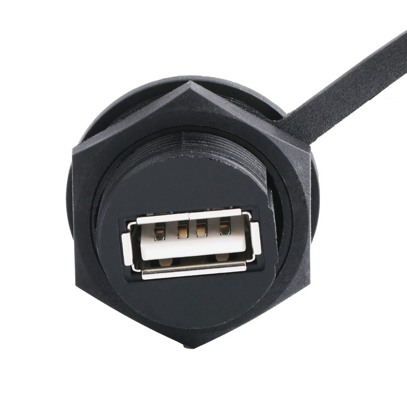 USB 2.0はUSB 2.0 A usbへの盾そして帽子が付いているメス コネクタあつらえをケーブルで通信する