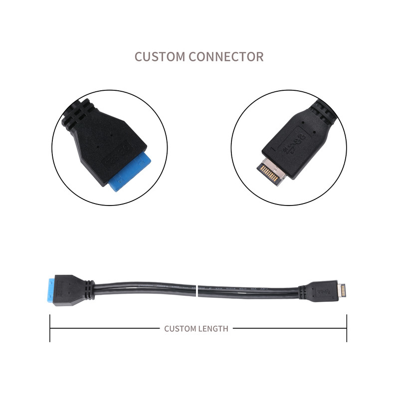 パソコンマザーボード電源ケーブル USB 3.1 Type-E 男性からIDC20P 男性アダプターケーブル 20ピン延長ケーブル