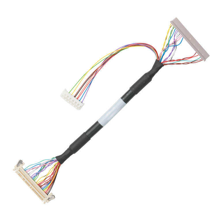 LCDマザーボードケーブル JAE FI-X30HL 30P から DF14-30P と JST ERH-7P 組み合わせたケーブル接続器 OEM/ODM