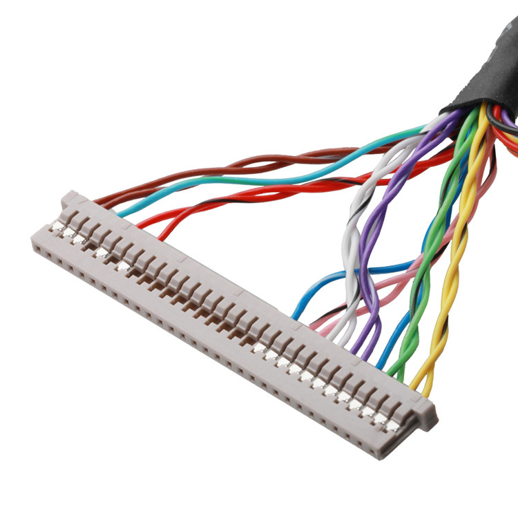 LCDマザーボードケーブル JAE FI-X30HL 30P から DF14-30P と JST ERH-7P 組み合わせたケーブル接続器 OEM/ODM