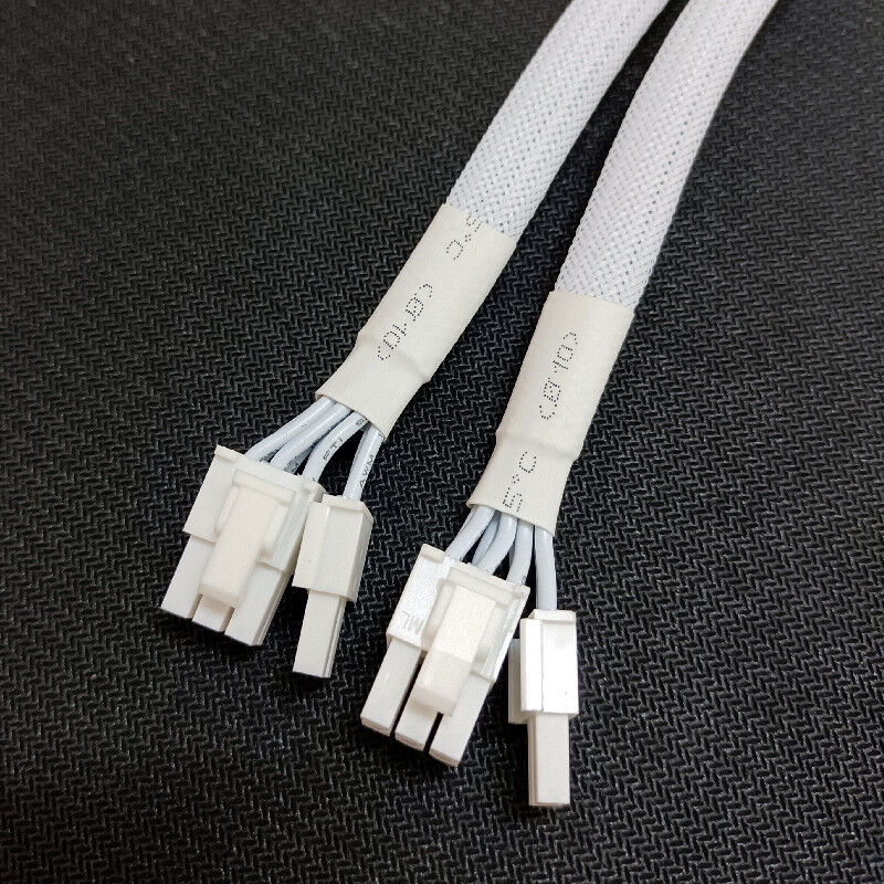 白袖PCIe電源ケーブル 女性からダブル8P(6+2)ピン 男性GPUVGA電源ケーブル 16AWG/18AWGと20cm長