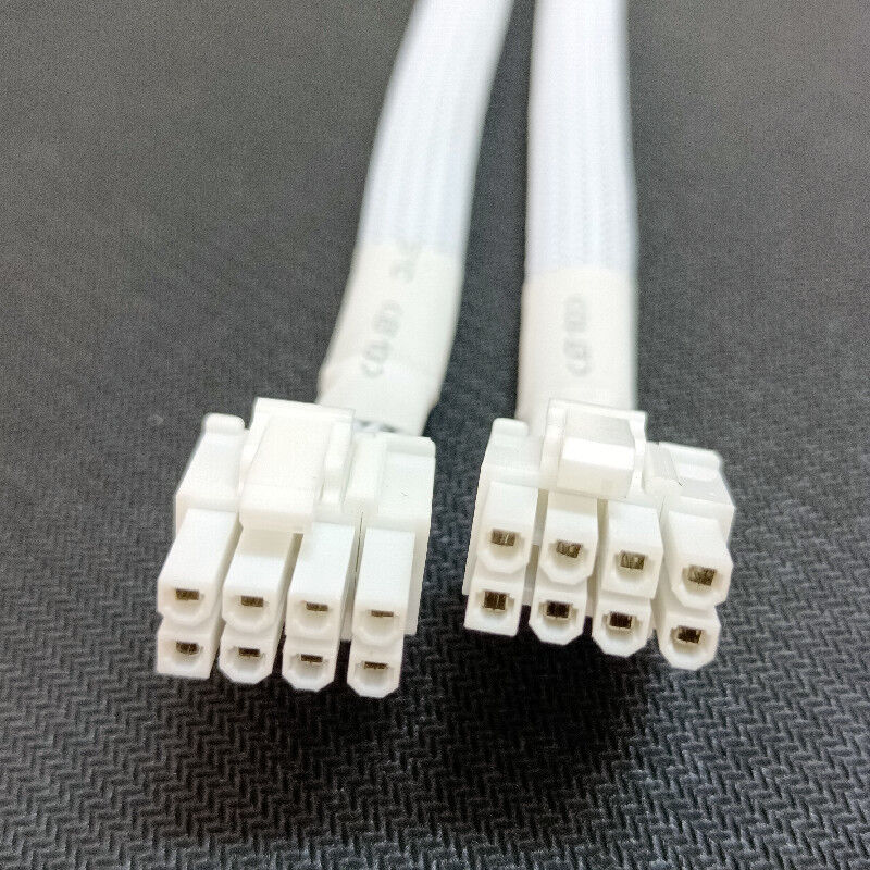 白袖PCIe電源ケーブル 女性からダブル8P(6+2)ピン 男性GPUVGA電源ケーブル 16AWG/18AWGと20cm長