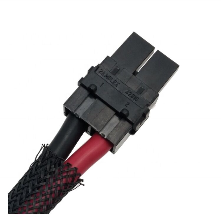 Molex 428160212 2ピン 10MMピッチコネクタと8 AWGケーブルを使用したカスタムワイヤーハーネス