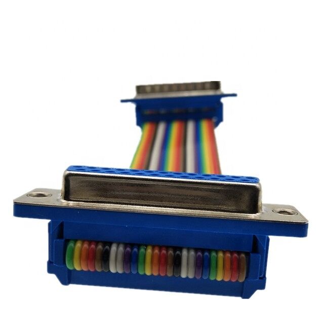 カスタム長フラットリボンケーブルとIDCクリンプコネクタ付き25ピン金メッキD-Subコネクタ