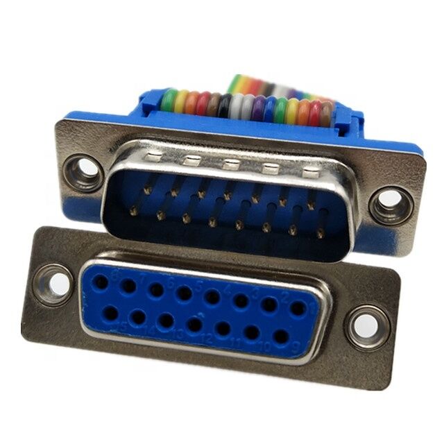 OEM ODM RS232 15Pin D-Sub 金属コーネクタ 調整可能な長さのフラットリボンケーブル組