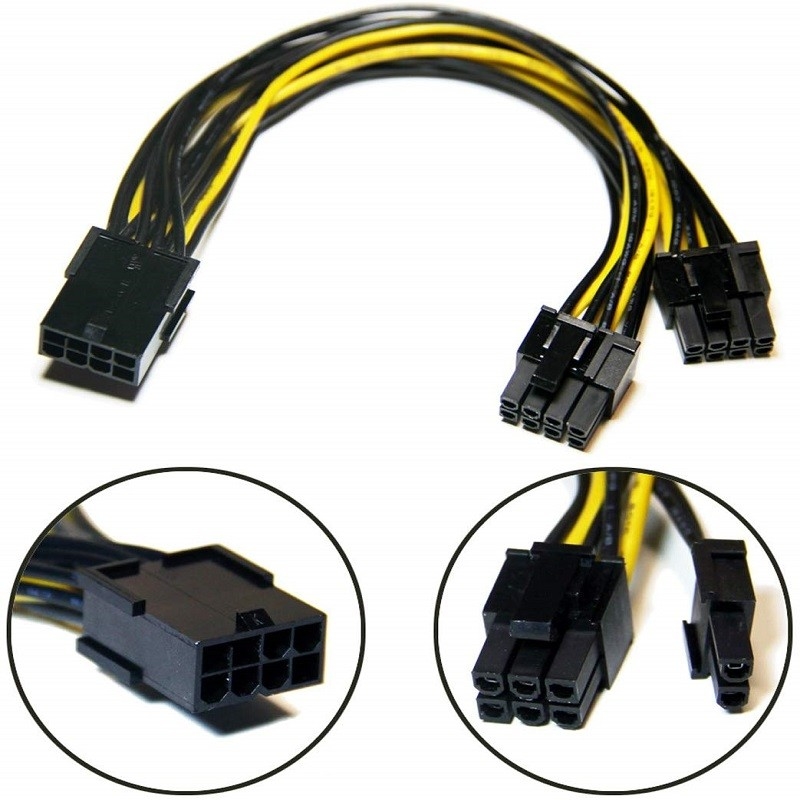 PciE 6の2pin男性Vgaのディバイダーの二倍になるPcie 8pinの女性は周波数変換装置グラフィックのGpuのビデオ カードのための18awg 20cmをケーブルで通信する